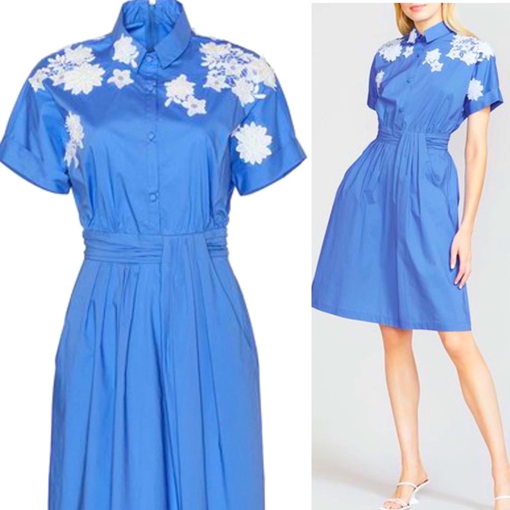 LELA ROSE Unique & flattering, gorgeous blue dress with pockets! LIKE NEW!